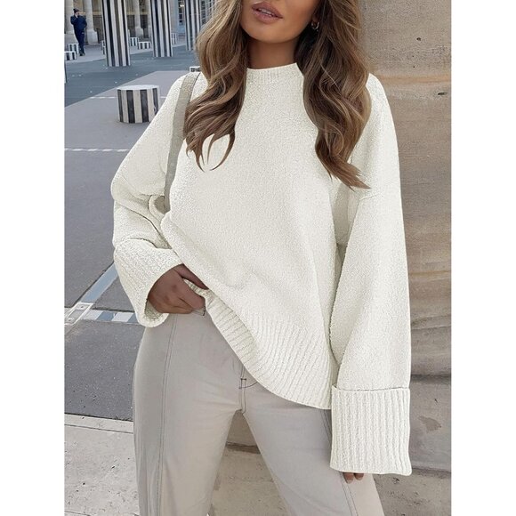 Womens Oversized Sweater Fuzzy Knit Long Sleeve Casual Chunky Pullover for Fall - Picture 2 of 8